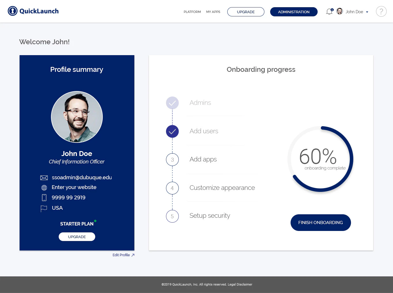 screenshot of QuickLaunch SSO